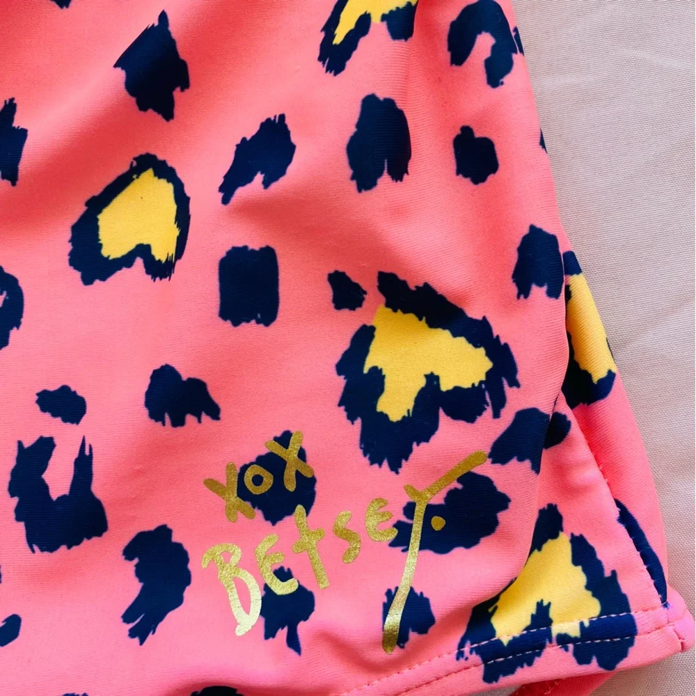 💛 Betsey Johnson Cheetah Girls Onepiece Swimsuit Pink Hearts Bow Bikini Cutout
